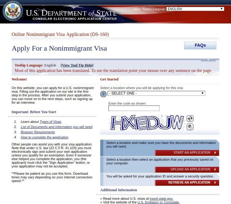 ds 160 form filling for b2