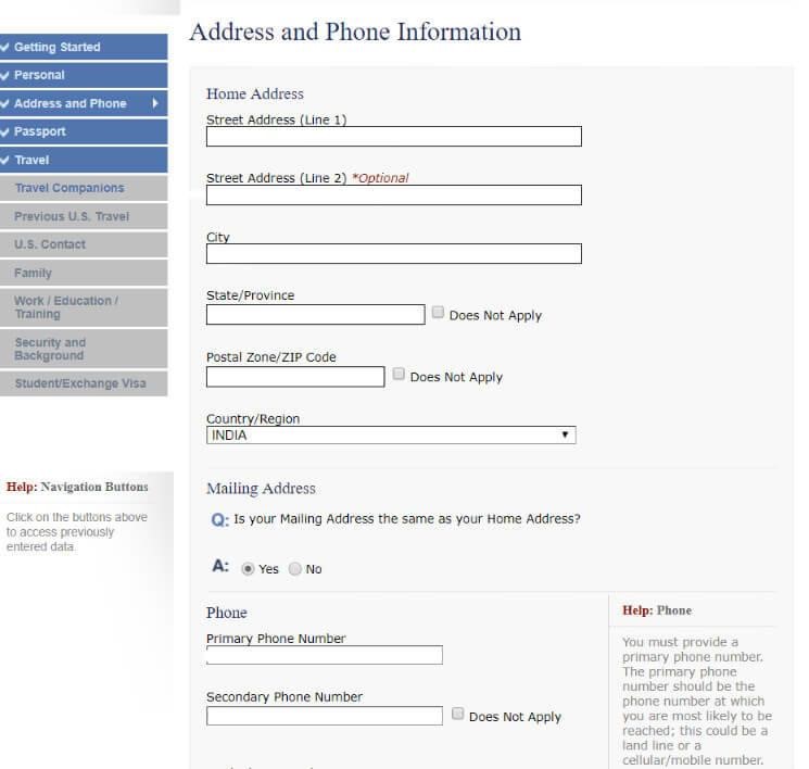 ds 160 form for family