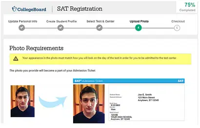 SAT registration step 5
