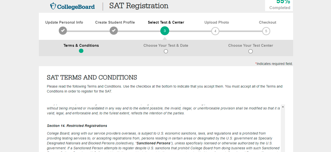 SAT Registration Step-13