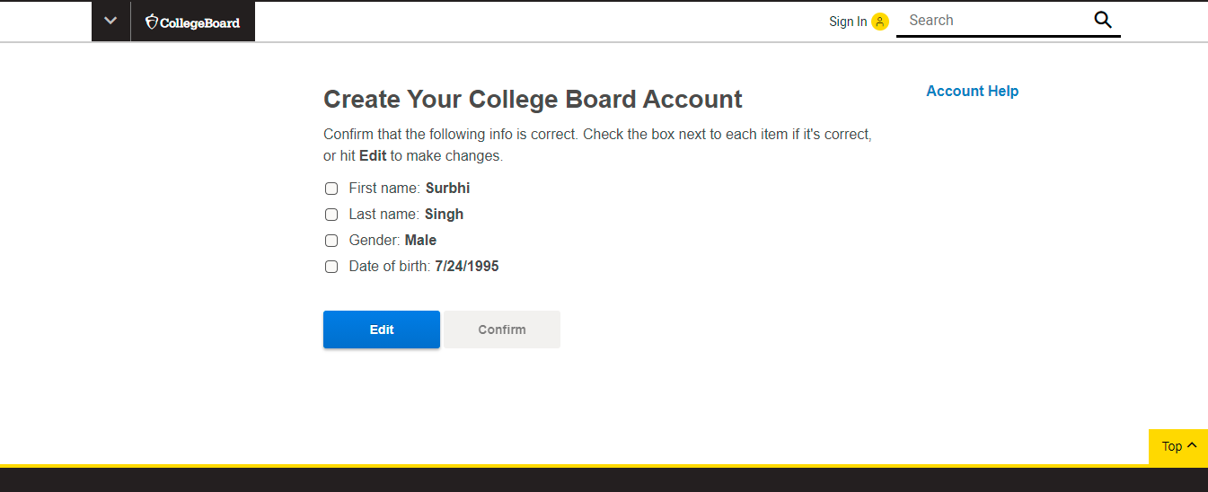 SAT Registration Step-3