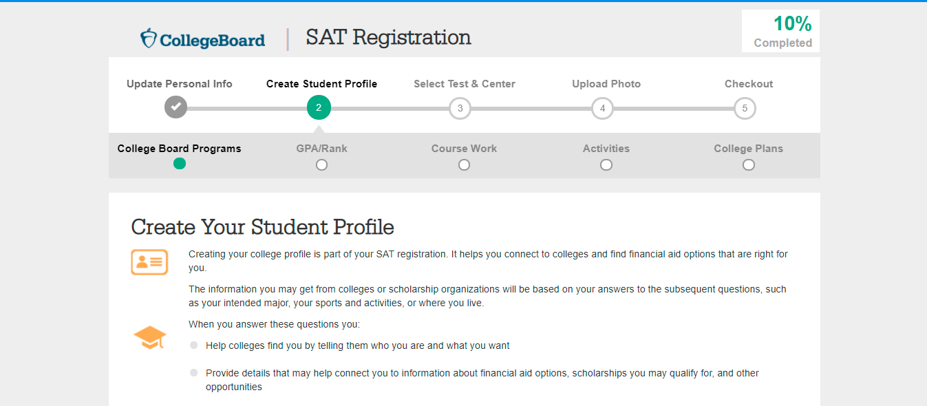 SAT Registration Step-8