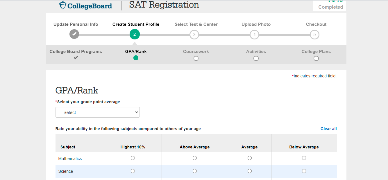 SAT Registration Step-9